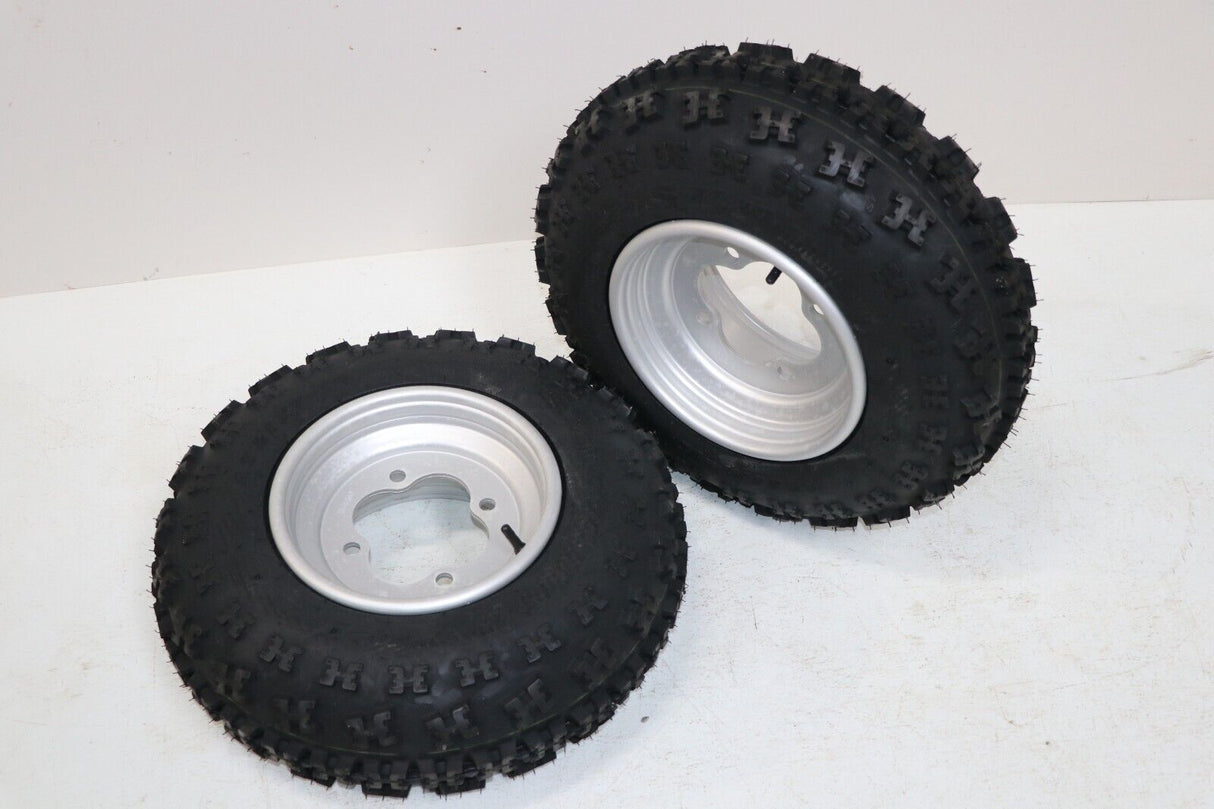 NEW 21x7x10 front tires + wheels rims HONDA 450r 400EX 300EX TRX250r SILVER 1