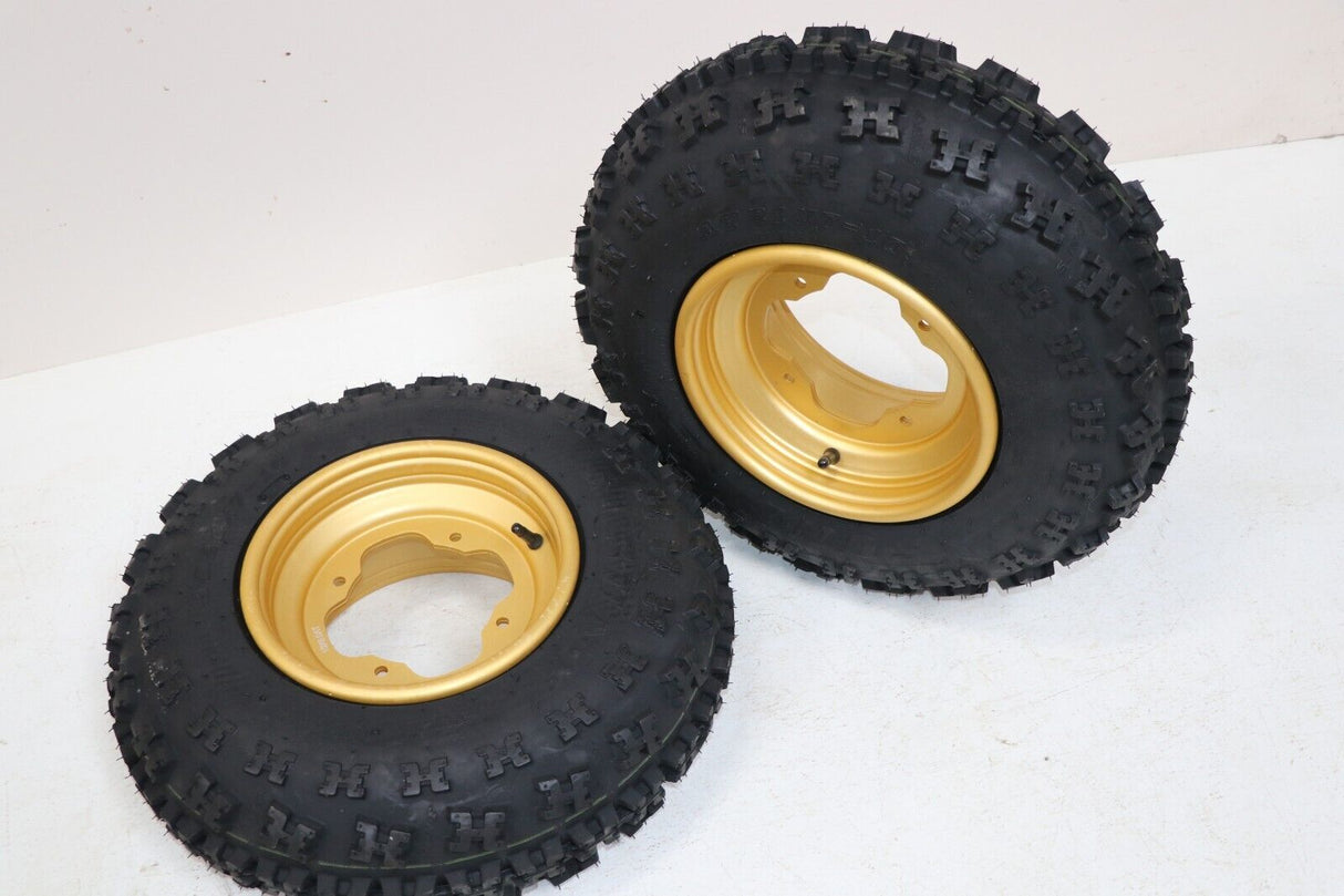 NEW 21x7x10 front tires + wheels rims Yamaha Banshee Raptor YFZ450 GOLD 1