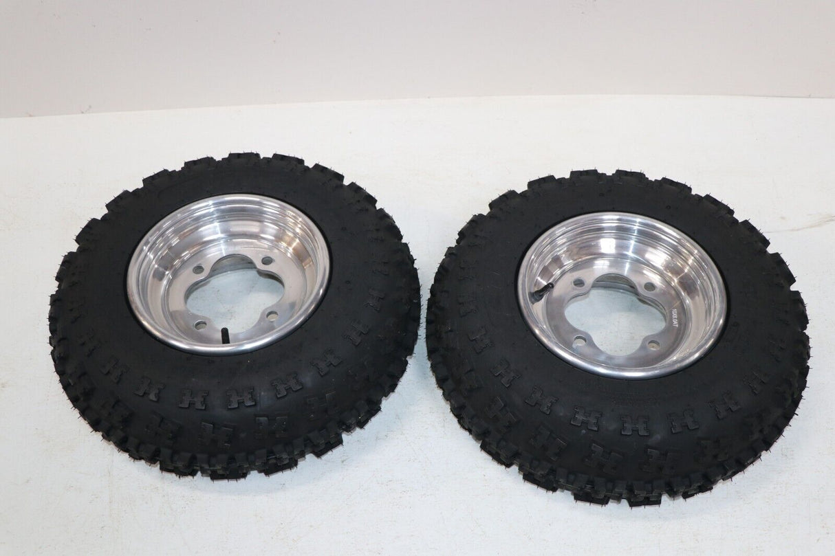 NEW 21x7x10 front tires + wheels rims HONDA 450r 400EX 300EX TRX250r POLISHED 2