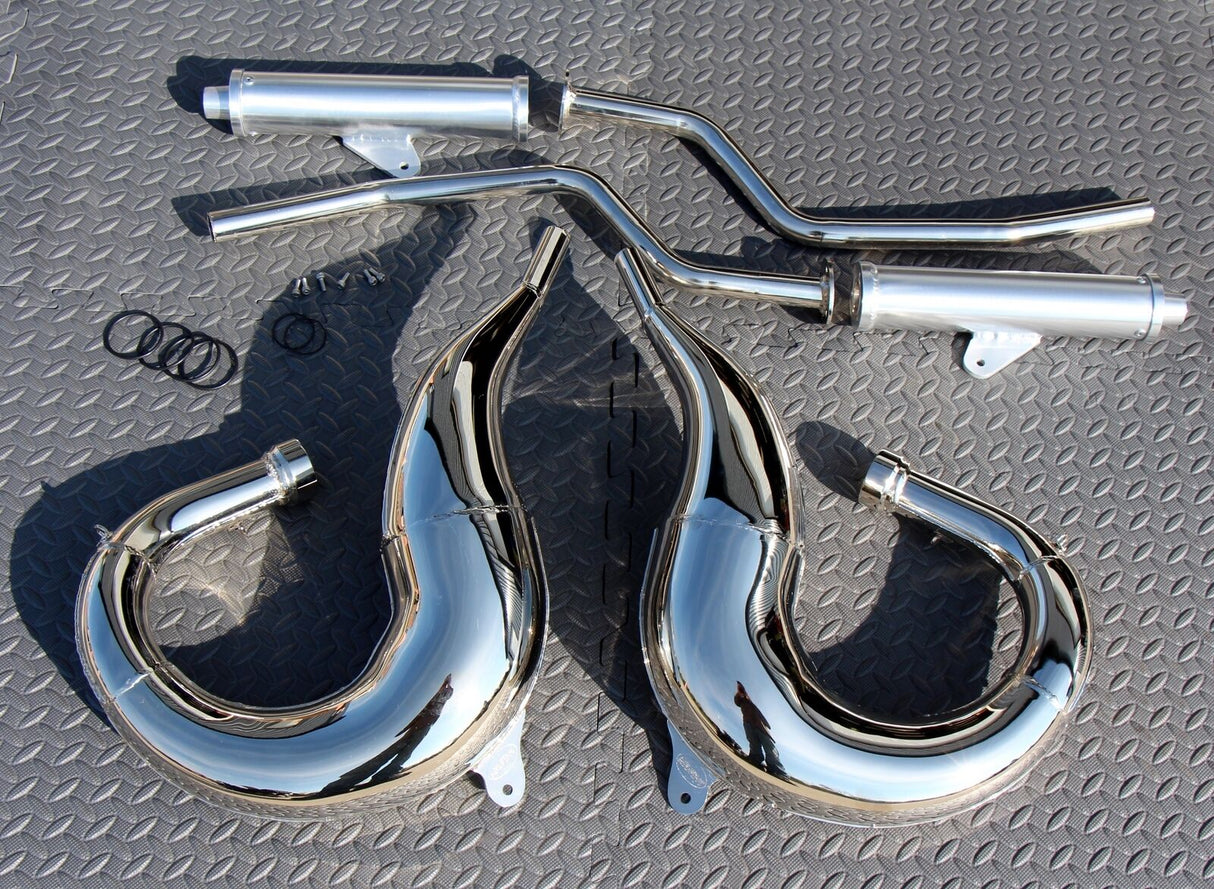 NEW 1987-2006 Yamaha Banshee CHROME in frame SHEARER drag pipes small bore 1
