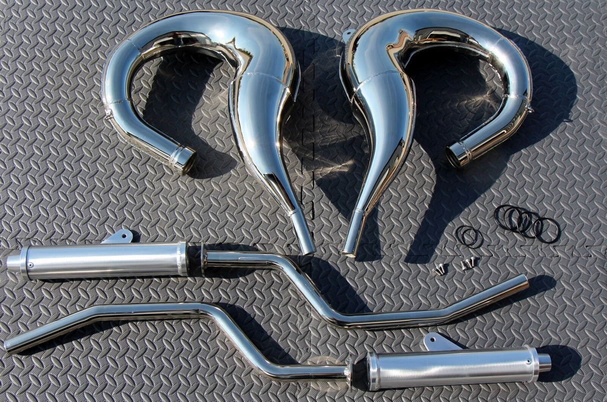 NEW 1987-2006 Yamaha Banshee CHROME in frame SHEARER drag pipes small bore 2