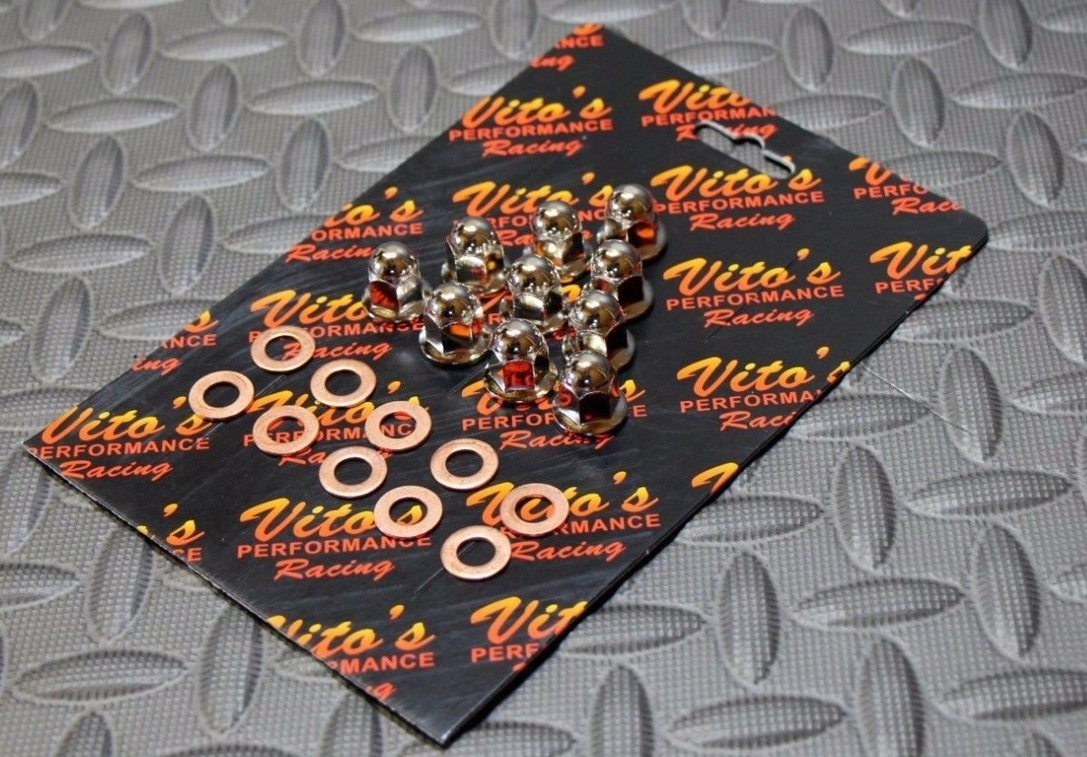 NEW Vito's Polished acorn head nuts + washers Yamaha Banshee Hemi Cool Head 1