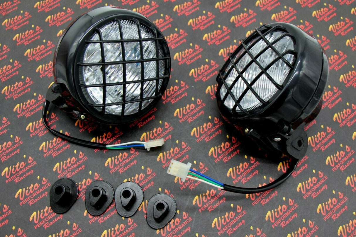 2 x NEW Headlights Yamaha Banshee lens bulbs lights grills 1996-2001 + COLLARS 2