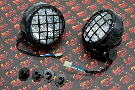 2 x NEW Headlights Yamaha Banshee lens bulbs lights grills 1996-2001 + COLLARS 2