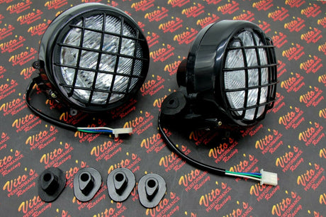 2 x NEW Headlights Yamaha Banshee lens bulbs lights grills 1996-2001 + COLLARS 3