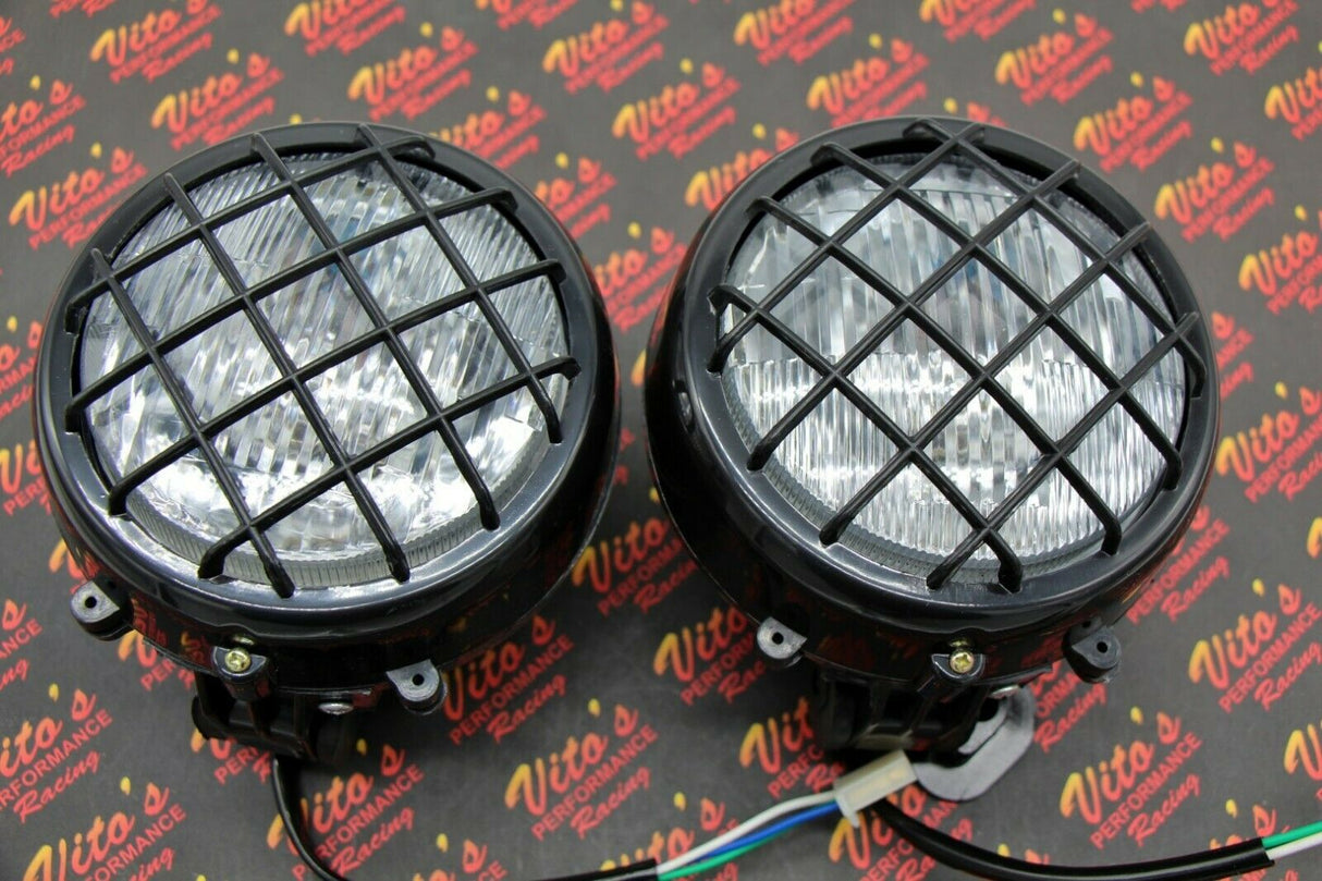 2 x NEW Headlights Yamaha Banshee lens bulbs lights grills 1996-2001 + COLLARS 6