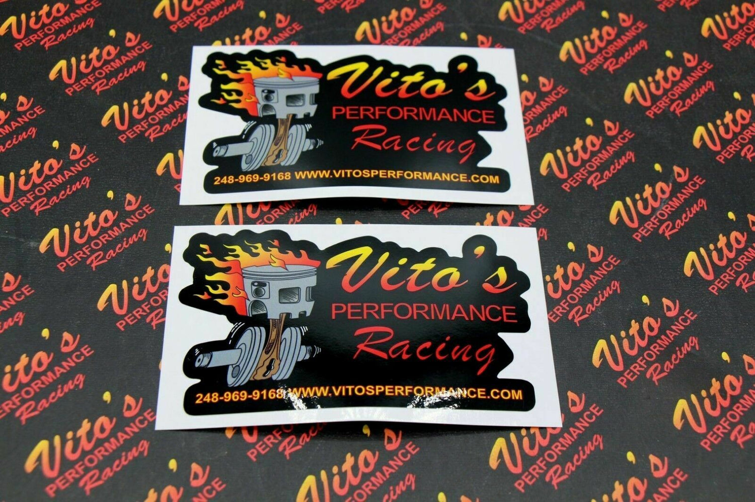 2 X Vito's Performance Sticker Set Kit Flaming Piston Crank Banshee Blaster 1