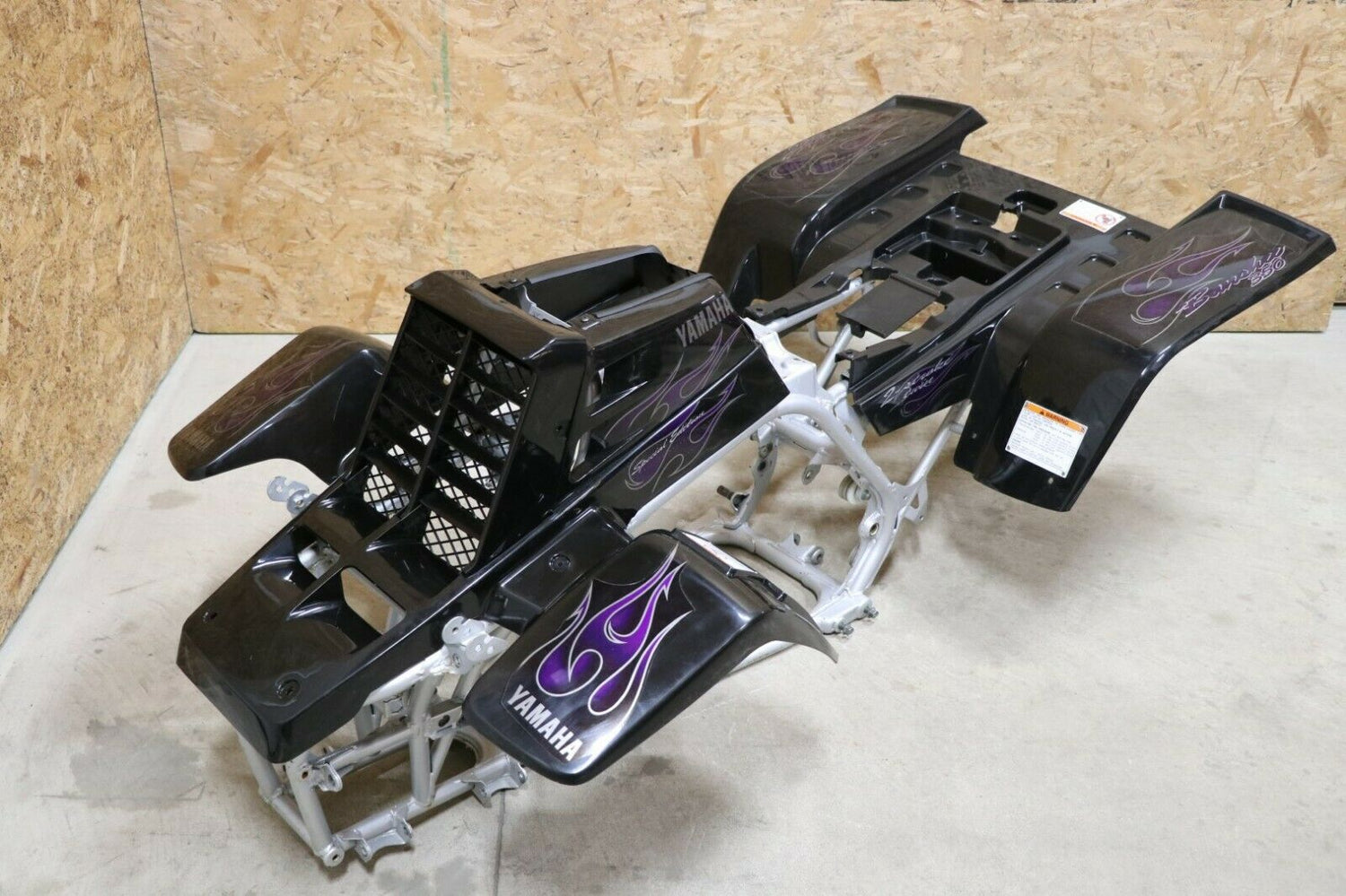 Yamaha Banshee fenders + gas tank plastic + grill + graphics BLACK FLAMES 2006 1