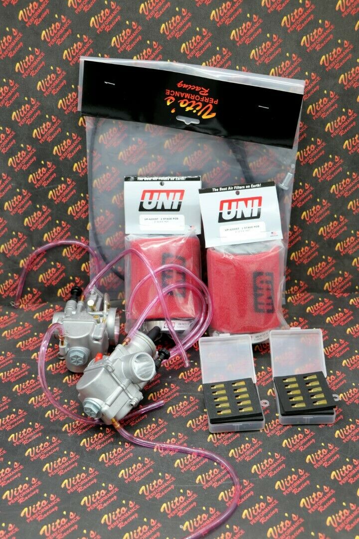 NEW 2 x 28mm carburetor + throttle cable carbs Banshee + UNI filters + jet kit 3