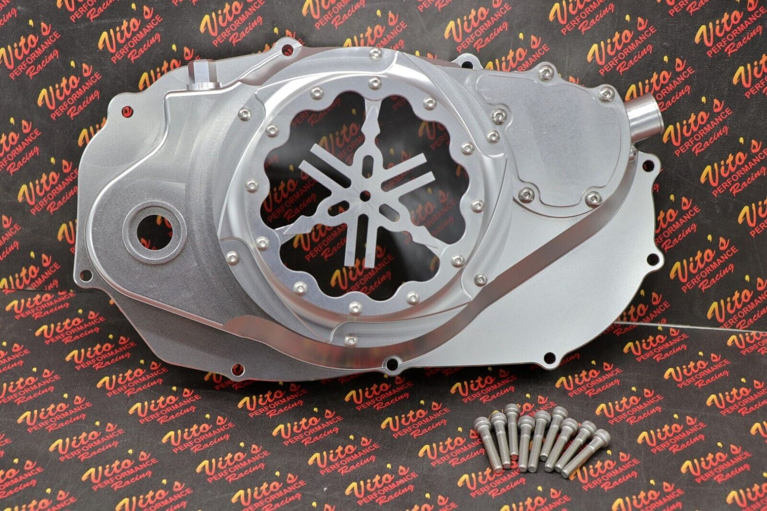 Billet aluminum Yamaha Banshee lock up CLUTCH COVER clear window dipstick LOGO 3