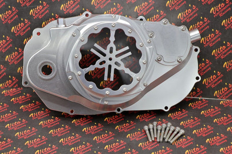 Billet aluminum Yamaha Banshee lock up CLUTCH COVER clear window dipstick LOGO 3