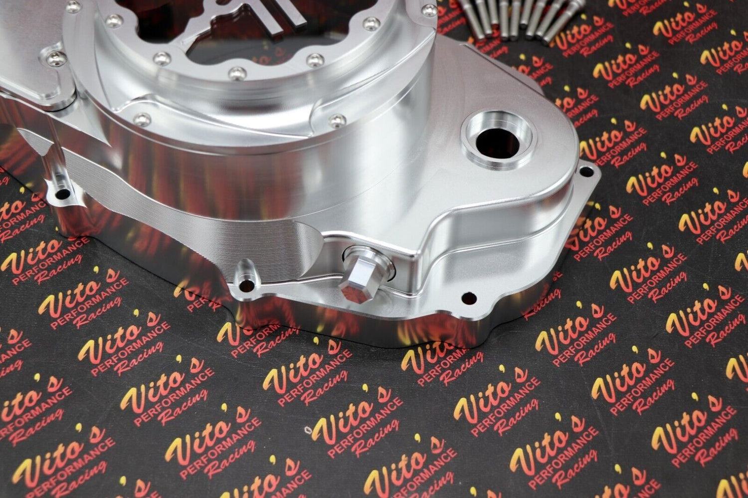 Billet aluminum Yamaha Banshee lock up CLUTCH COVER clear window dipstick LOGO 5