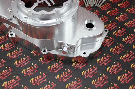 Billet aluminum Yamaha Banshee lock up CLUTCH COVER clear window dipstick LOGO 5