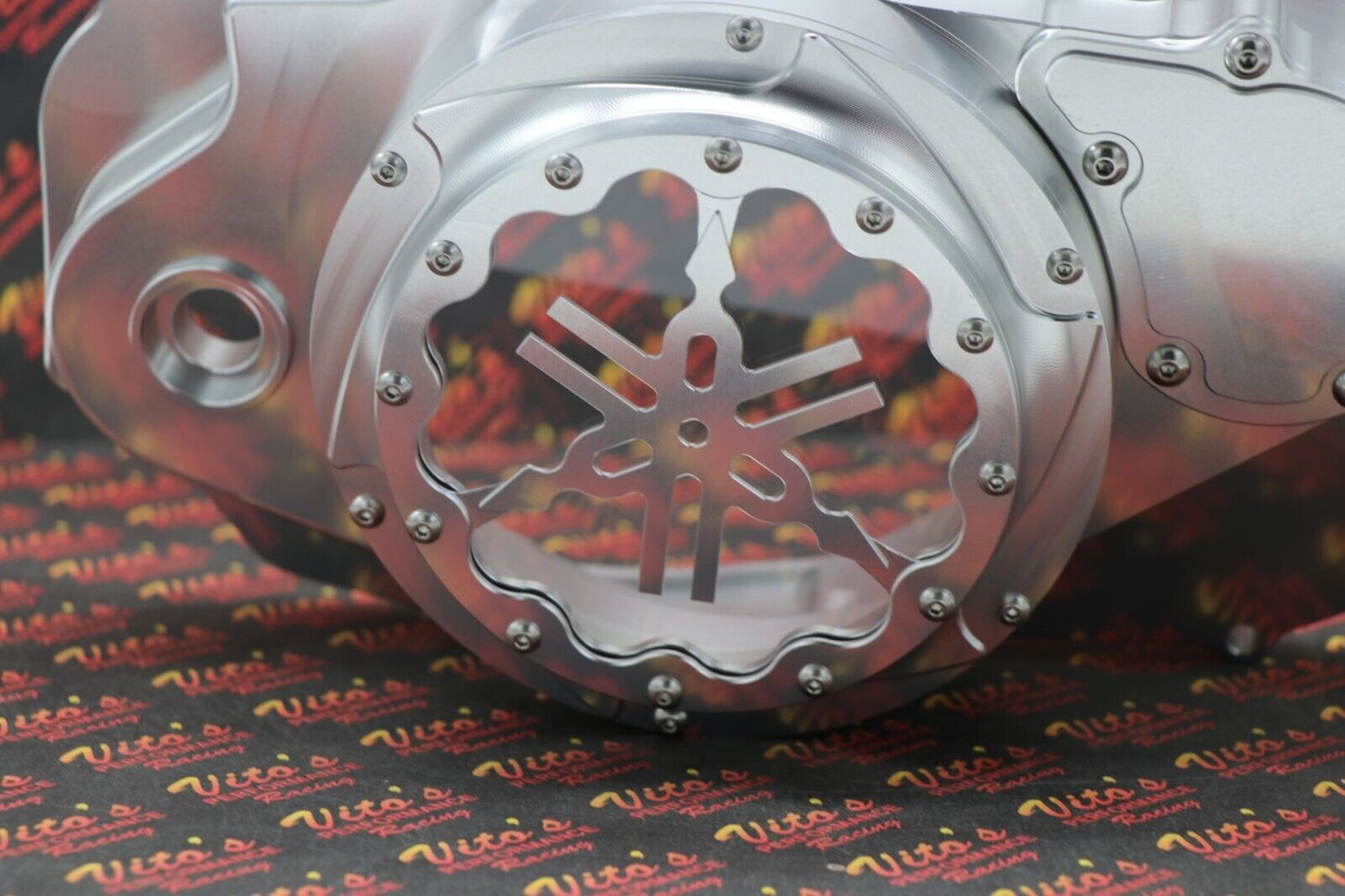 Billet aluminum Yamaha Banshee lock up CLUTCH COVER clear window dipstick LOGO 10