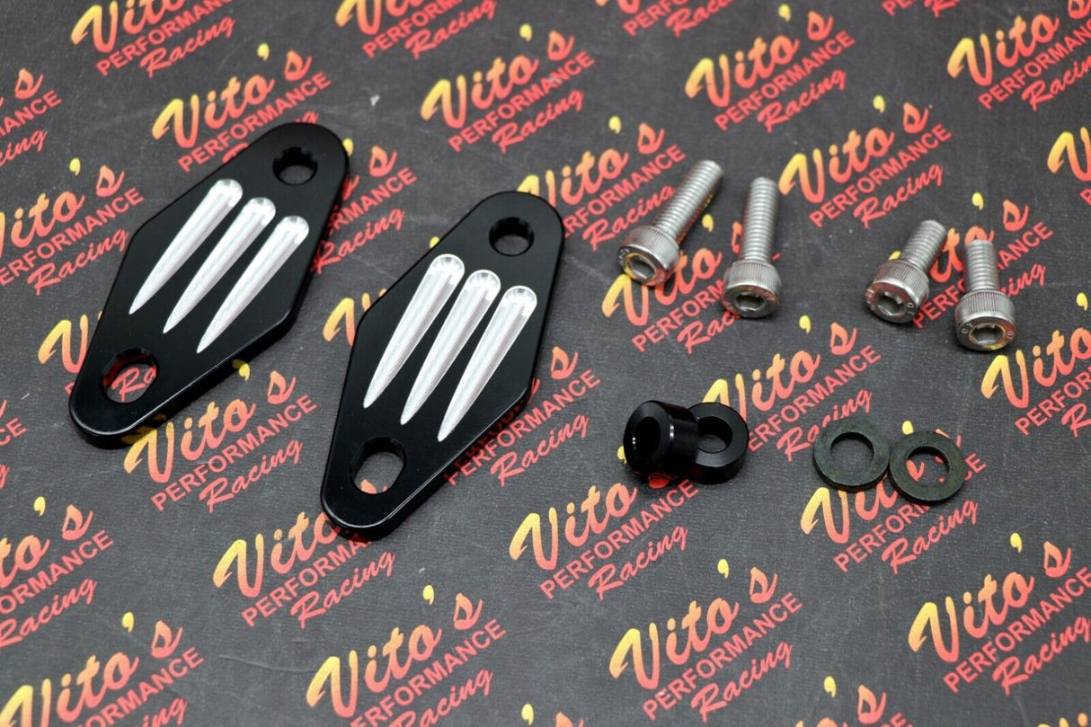 2 x new front exhaust pipe mounts hangers aluminum Yamaha Banshee BILLET BLACK 2