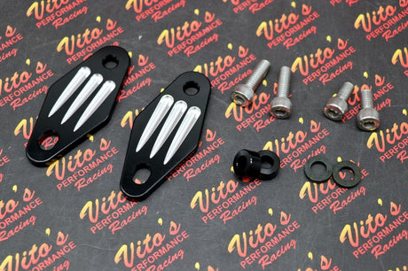 2 x new front exhaust pipe mounts hangers aluminum Yamaha Banshee BILLET BLACK 2