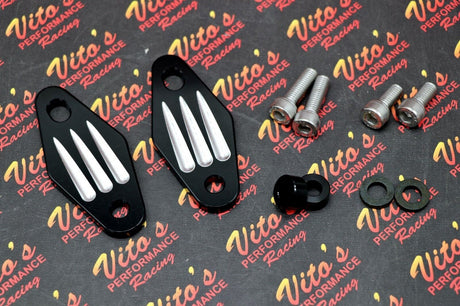 2 x new front exhaust pipe mounts hangers aluminum Yamaha Banshee BILLET BLACK 4