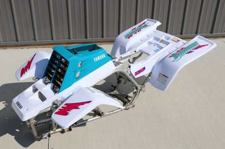 Yamaha Banshee fenders + gas tank plastic + grill + graphics WHITE + TEAL 1992 1