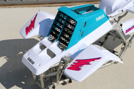 Yamaha Banshee fenders + gas tank plastic + grill + graphics WHITE + TEAL 1992 4