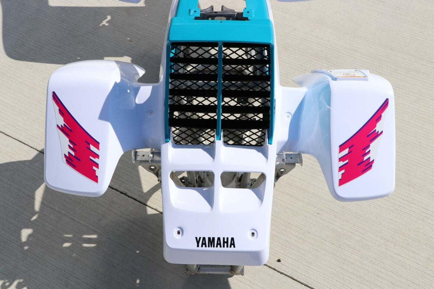 Yamaha Banshee fenders + gas tank plastic + grill + graphics WHITE + TEAL 1992 5
