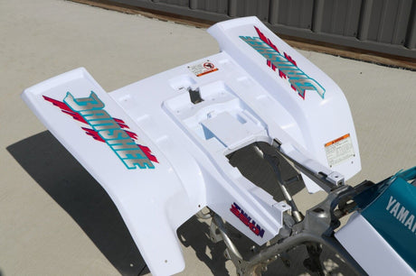 Yamaha Banshee fenders + gas tank plastic + grill + graphics WHITE + TEAL 1992 10