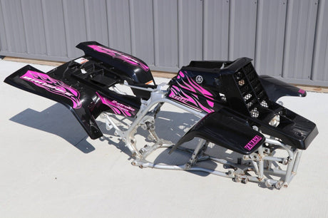 Yamaha Banshee fenders + gas tank plastic + grill + graphics BLACK PINK 1