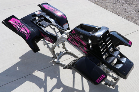 Yamaha Banshee fenders + gas tank plastic + grill + graphics BLACK PINK 3