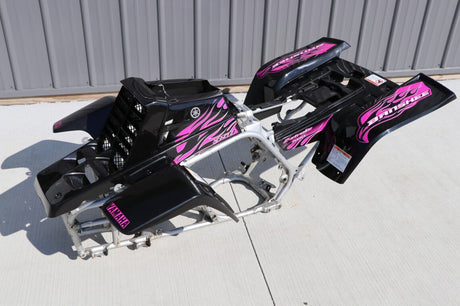 Yamaha Banshee fenders + gas tank plastic + grill + graphics BLACK PINK 4