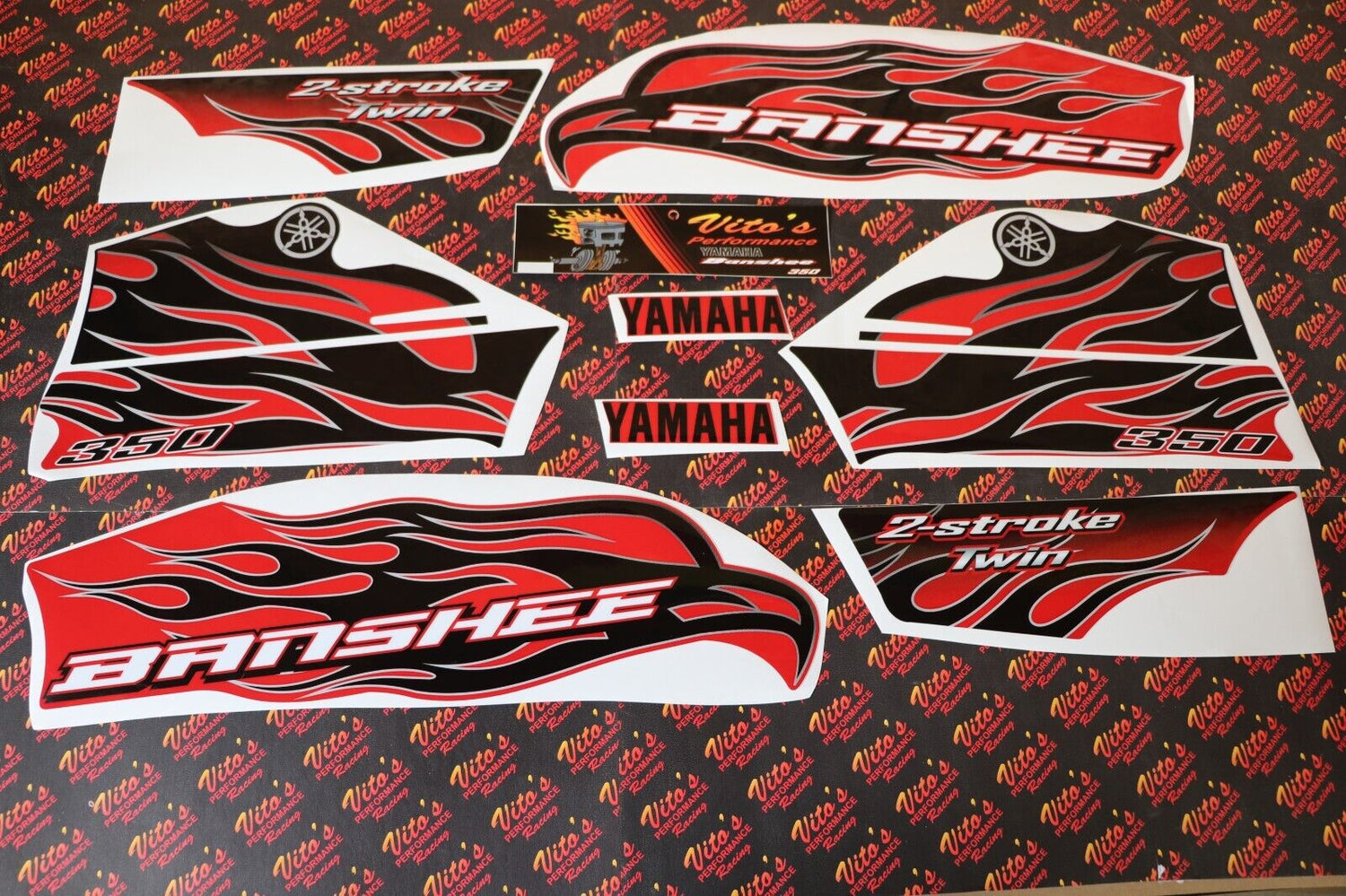 Vito's vinyl decal graphics kit 14MIL sticker Yamaha Banshee RED BLACK 2007 2