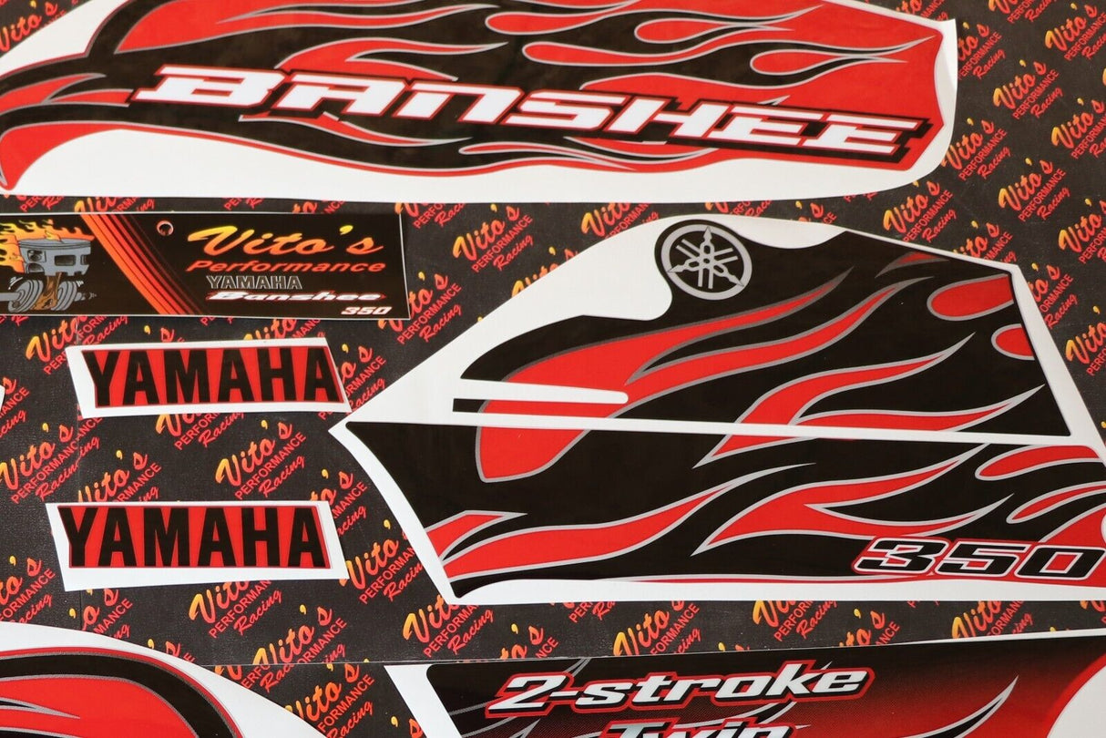 Vito's vinyl decal graphics kit 14MIL sticker Yamaha Banshee RED BLACK 2007 3