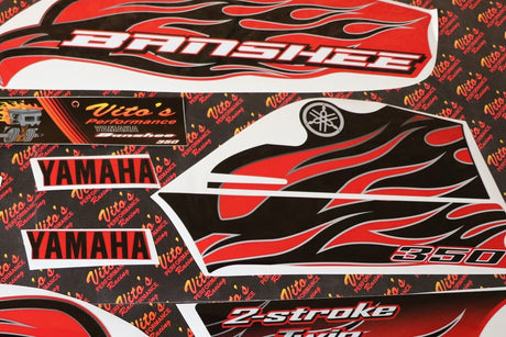 Vito's vinyl decal graphics kit 14MIL sticker Yamaha Banshee RED BLACK 2007 3