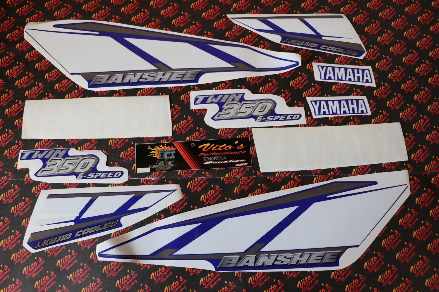 Vito's vinyl decal graphics kit 14MIL sticker Yamaha Banshee BLUE WHITE 2001 1