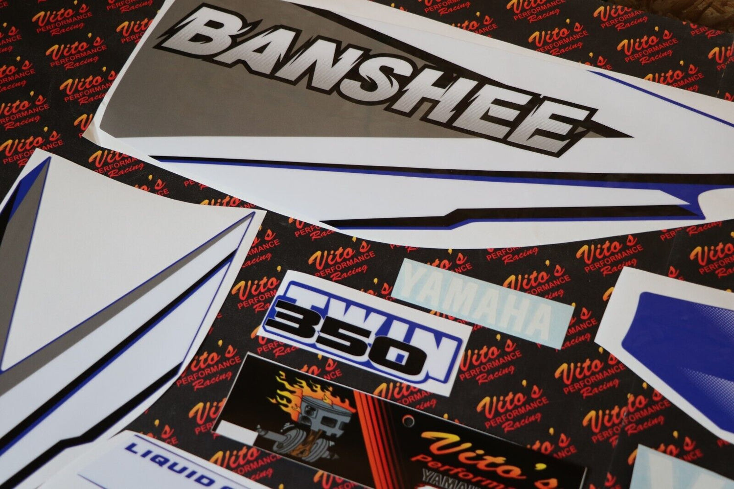 Vito's vinyl decal graphics kit 14MIL sticker Yamaha Banshee BLUE WHITE 1999 3
