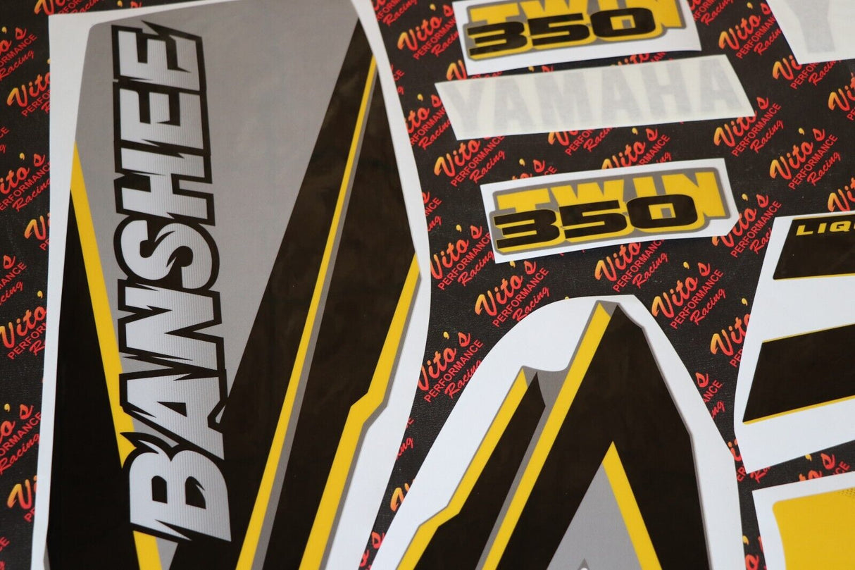 Vito's vinyl decal graphics kit 14MIL sticker Yamaha Banshee GRAY YELLOW 1998 2