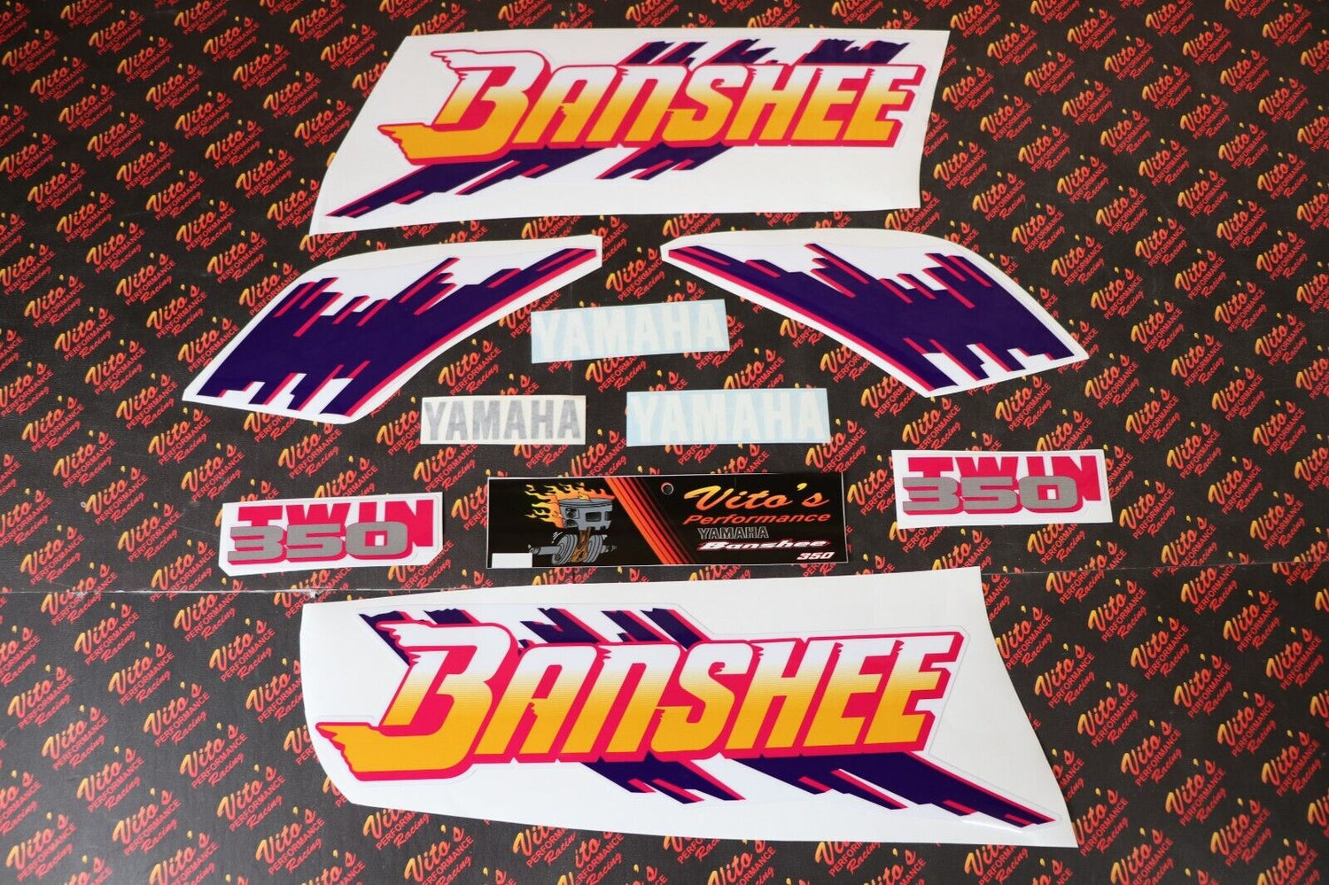 Vito's vinyl decal graphics kit 14MIL sticker Yamaha Banshee WHITE LAVENDER 1993 2