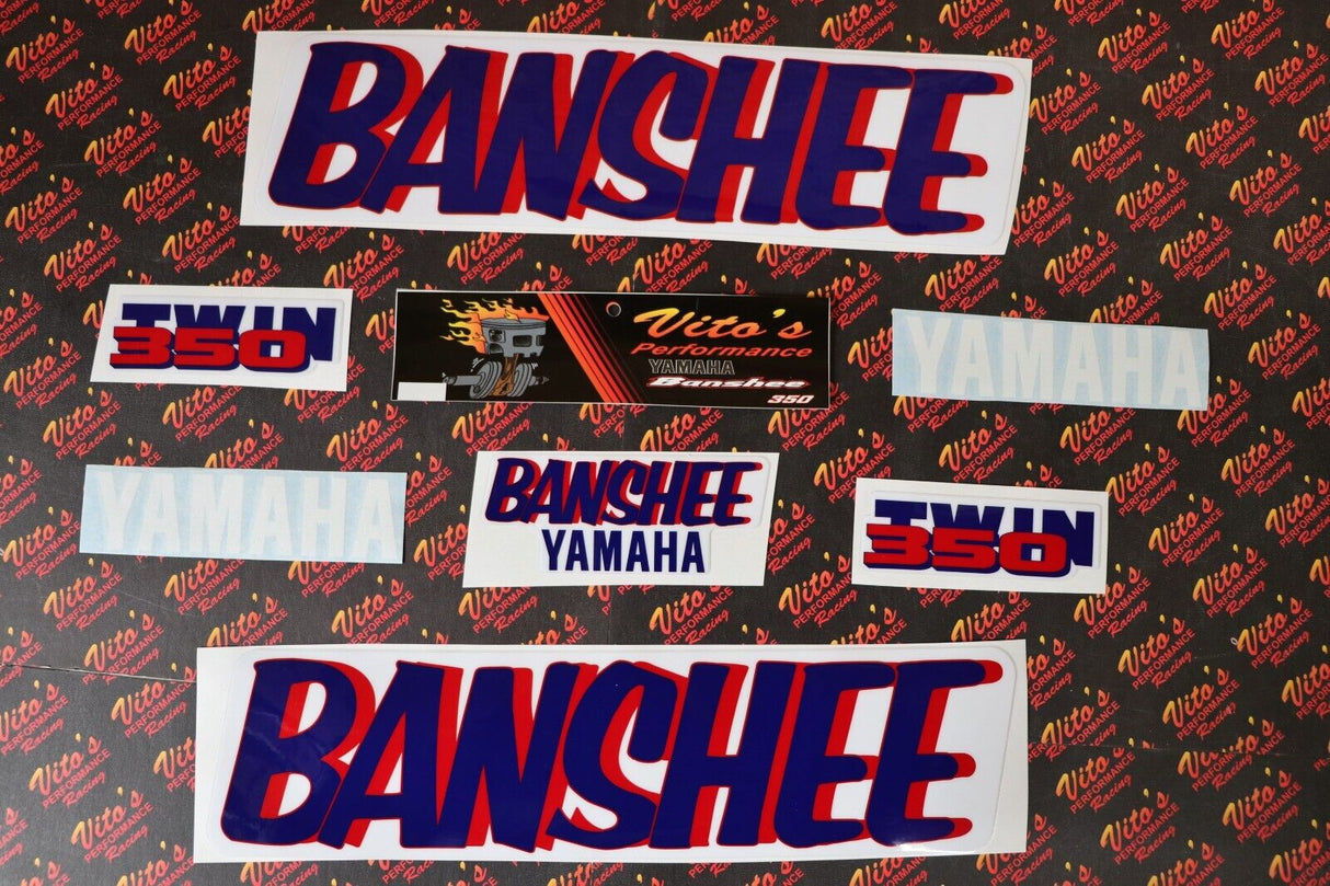 Vito's vinyl decal graphics kit 14MIL sticker Yamaha Banshee WHITE BLUE 1988 1