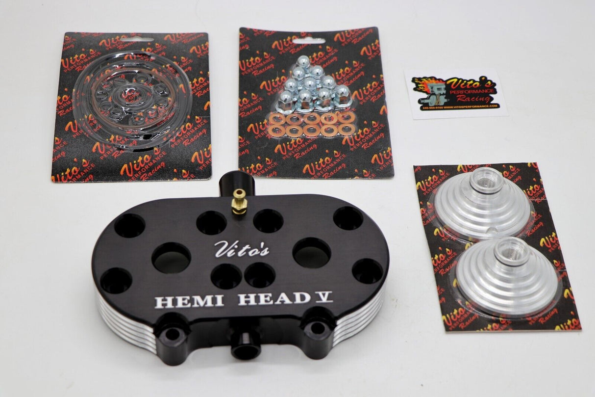 Vito's HEMI HEAD billet aluminum cool 1987-2006 Banshee + DOMES BLACK 19cc 1