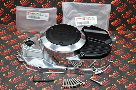 NEW POLISHED Banshee clutch engine cover OEM FACTORY + OEM inserts + bolt kit 1