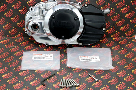 NEW POLISHED Banshee clutch engine cover OEM FACTORY + OEM inserts + bolt kit 2