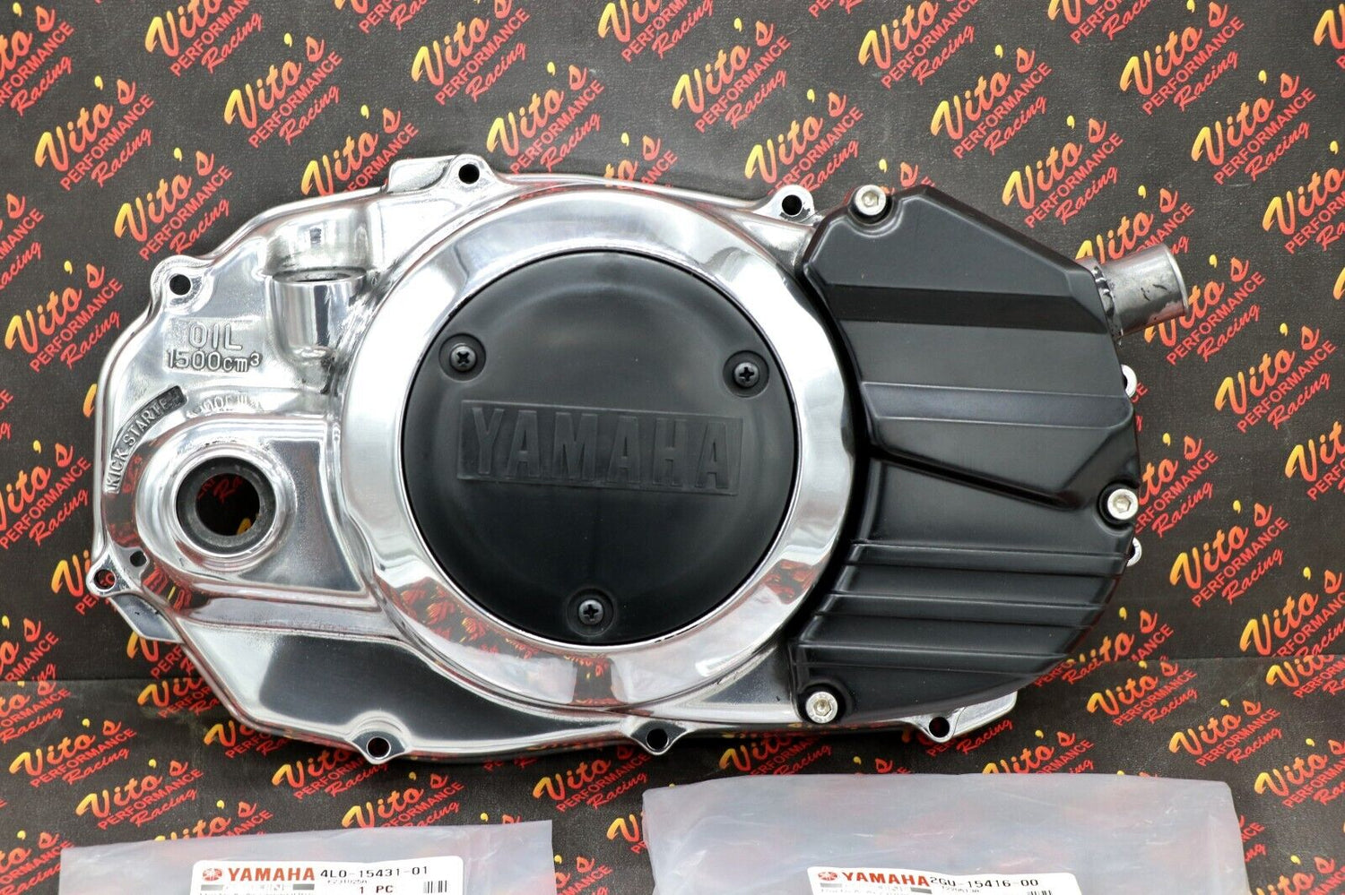 NEW POLISHED Banshee clutch engine cover OEM FACTORY + OEM inserts + bolt kit 3