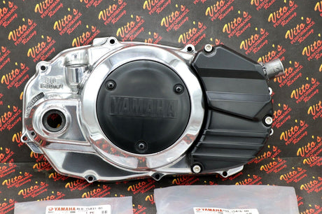 NEW POLISHED Banshee clutch engine cover OEM FACTORY + OEM inserts + bolt kit 3