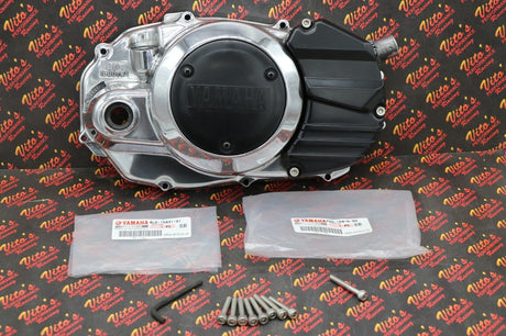 NEW POLISHED Banshee clutch engine cover OEM FACTORY + OEM inserts + bolt kit 4