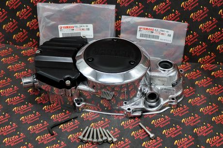 NEW POLISHED Banshee clutch engine cover OEM FACTORY + OEM inserts + bolt kit 5