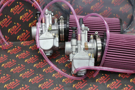 2 X Yamaha Banshee 28MM 28 Larger Carbs Carburetors PWK + Cable + K+N Filters 6