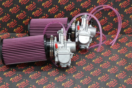 2 X Yamaha Banshee 28MM 28 Larger Carbs Carburetors PWK + Cable + K+N Filters 8