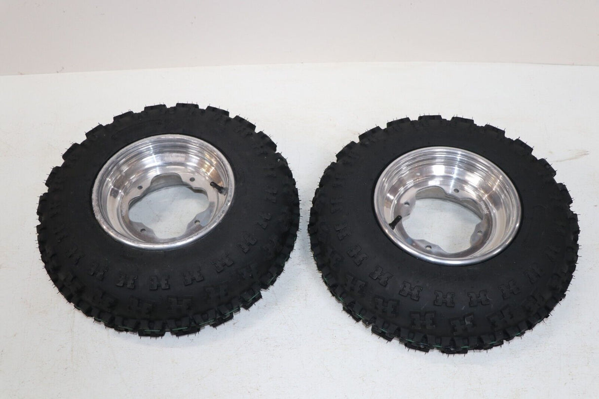 NEW 21x7x10 front tires + wheels rims Yamaha Banshee Raptor YFZ450 POLISHED 2