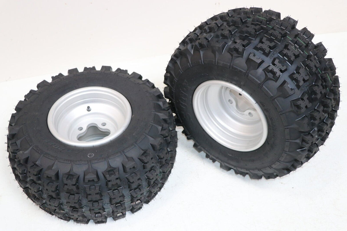 NEW 20x11x9 rear tires + wheels rims HONDA 450r 400EX 300EX TRX250r SILVER 1