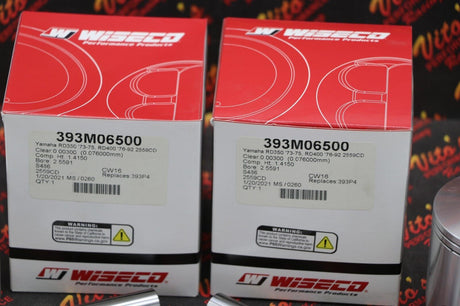 1973-1975 YAMAHA RD350 WISECO 1.00MM / .040" OVERSIZED 65.00MM BORE PISTON KIT 4