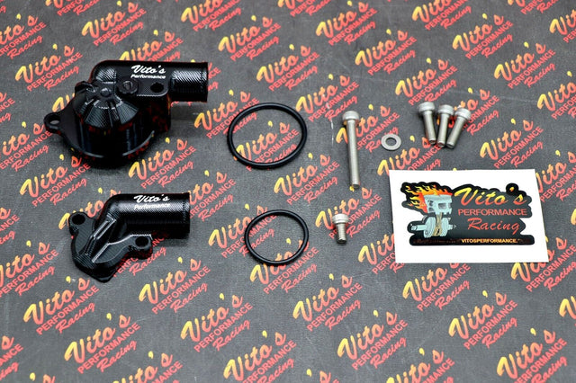 Vito's Billet water pump housing cover inlet outlet Yamaha Raptor 700 700R Black 1