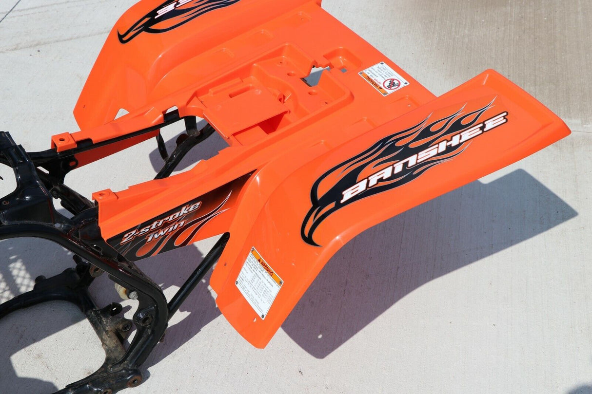 Yamaha Banshee fenders + gas tank plastic + grill + graphics BLACK  ORANGE 2008 10